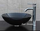 Bathroom Clear Black Round Glass Vessel Vanity Sink Chrome Faucet 