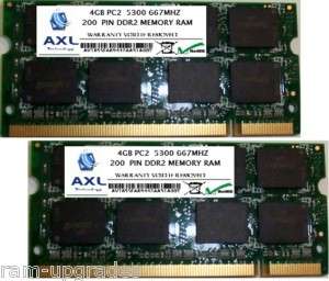 8GB KIT PC2 5300 DDR2 SODIMM 667MHZ 200PIN 2x4GB MEMORY  