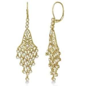 Bezel Set Dangling Chandelier Diamond Earrings 14K Yellow Gold (2.27ct 