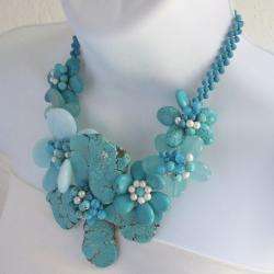 Turquoise/ Chalcedony Flower Necklace (Thailand)  