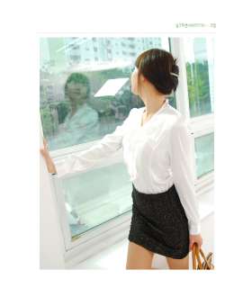 Romantic blouse, satin ribbon, shirt, Korea, A005170  