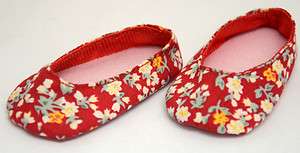 American Girl & 18 Doll   red flower printed shoes  