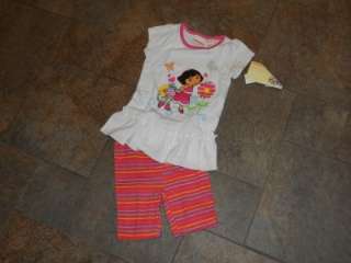 NWT Dora the Explorer 2 Pc Shorts Outfit Pink 3T 4T  