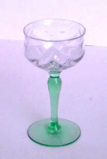 Wine Glass Depression Special Green Stem Crystal Bowl Small  