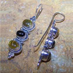 Sterling Silver Baltic Amber Earrings (Indonesia)  