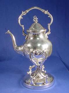 Old/Heavy Silver Plated On Copper Hot Water Kettle W/Stand  