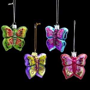  Club Pack of 12 Noble Gems Blown Glass Butterfly Christmas 