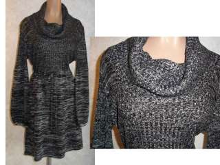 Calvin Klein Tweed Sweater Soft Flare Cowl Neck Knit Dress NEW XL 