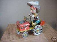 Vintage Unique Art Rodeo Joe Tin Wind Up Toy Cowboy  