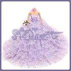Charming Purple Strapless Bridal Wedding Gown w/ Veil & Flower for 