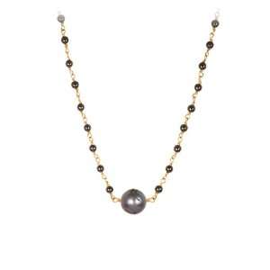  Willow Gold Black Swan Hematite with 10mm Black Freshwater 