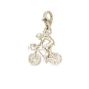 Rembrandt Charms Female Cyclist Charm with Lobster Clasp, Gold Plated 