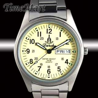 Daich Mens Beige Nightvision Military Watch Day Date NEW  