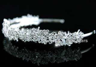 Bridal Wedding Sparkling Flower Crystal Headband Tiara T1289  