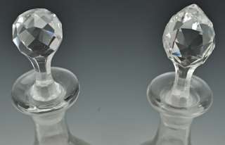 Antique Pressed Glass Decanters Cut Faceted Stoppers  