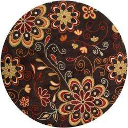 Hand tufted Whimsy Chocolate Wool Rug (4 Round)  