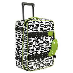 Hurley Upright Black/ Green Rolling Suitcase  