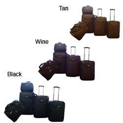 American Flyer Basket Weave 5 piece Luggage Set  