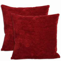 Red Corduroy Throw Pillows (Set of 2)  