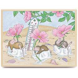House Mouse Beach Cooler Wood mounted Rubber Stamp  