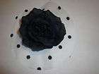 Flower Hair clip Black Rose, with White with black dots fabric