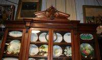 Victorian 8 Door Walnut Wall Unit Bookcase w Hidden Desk Top Display 
