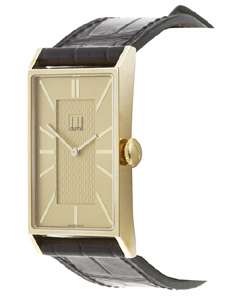 Dunhill Wafer Mens 18 kt. Gold Watch with Black Strap  