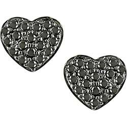 10k Gold 3/8ct TDW Black Diamond Heart Earrings  