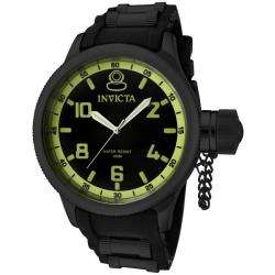 Invicta Mens Russian Diver Black Dial Black Polyurethane Watch 