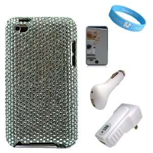  Silver Rhinestones Shield Protector Case for Apple iPod 