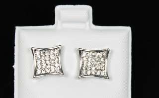MENS SILVER CZ ICED OUT HIP HOP PAVE KITE STUD EARRINGS  