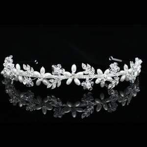   Crystal Pearl Flower Star Bridal Wedding Headband Tiara 6773  