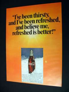 Coke Coca Cola Bottle Sun Art Thirsty 1969 print Ad  