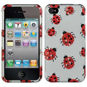 iPhone 4 4S 4GS Hard SnapOn COVER Case Silver RED BLACK Ladybug BLING 