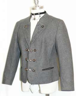 BOILED WOOL GRAY Women German Suit JACKET Coat 46 10 M  