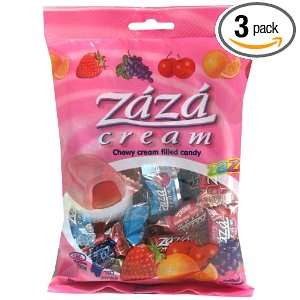 Zaza Assorted Filled Chewy Crème Kosher Taffy Candy (Small) Pack of 3