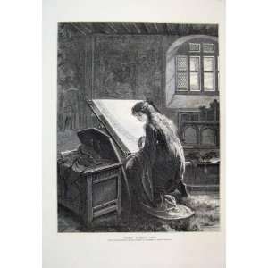  1876 Elaine Tapestry Exhibition Painters Antique Print 