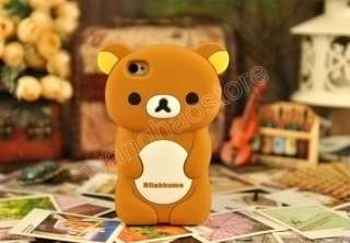 Brown Silicone Rilakkuma Bear Rubber 3D Case Cover Skin iPhone 4 4GS 