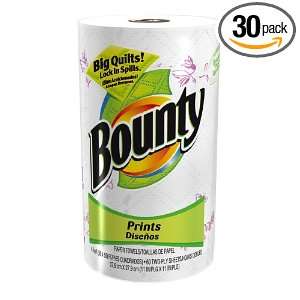  Bounty Paper Towels, Prints, Regular Size (Pack of 30 