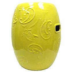 Round Yellow Chinese Ceramic Stool  