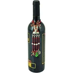  True Fabrications Wine Bottle Necklace Charm Reindeer 