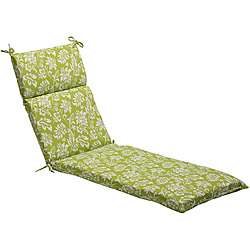   Green/ White Floral Outdoor Chaise Lounge Cushion  