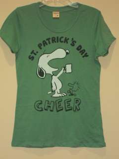 Peanuts St. Patricks Day Green ( Cheer ) Vintage Looking T Shirt 