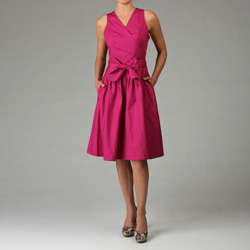Sandro Womens Pink Cotton Poplin Wrap Dress  