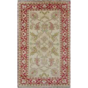  Ivory Hand Knotted 3 X 5 Wool Handmade H935 Area Rug