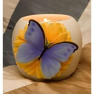  Blue Butterfly on Gerber Votive Ibis & Orchid Design