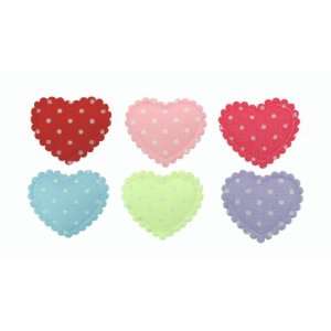  Padded Polka Dot Heart Applique30 Pieces (6 Colors 