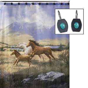  Horses Shower Curtain & Hooks Set