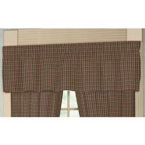 Tan & Blue Plaid,Red Pink Line, Fabric Curtain Valance 54 X 16 In 