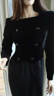 Gorgeous VALENTINO Boutique Black Velvet Wool Military Cocktail Dress 